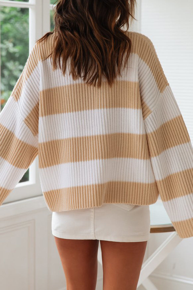 Angel™ - Fashionable cute striped contrast O-neck sweater