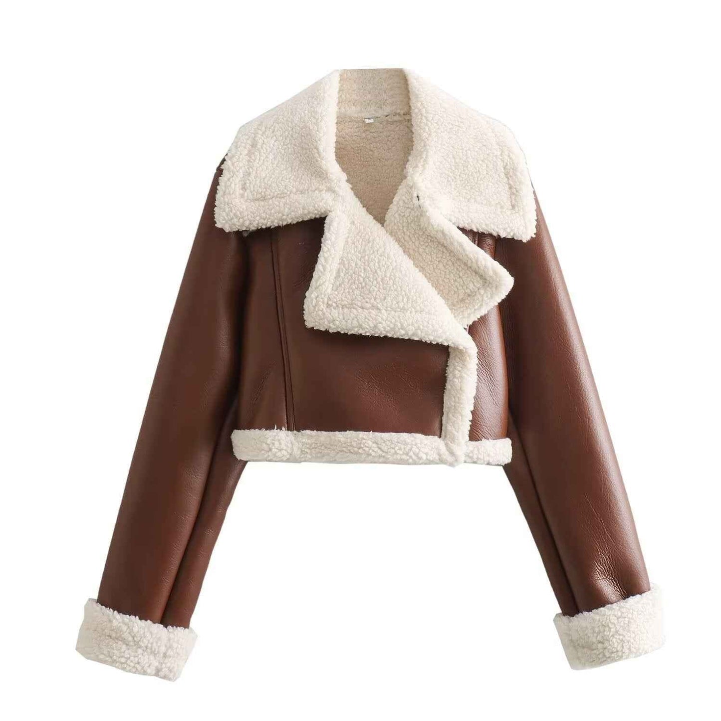Stylish women's short jacket with warm teddy lining