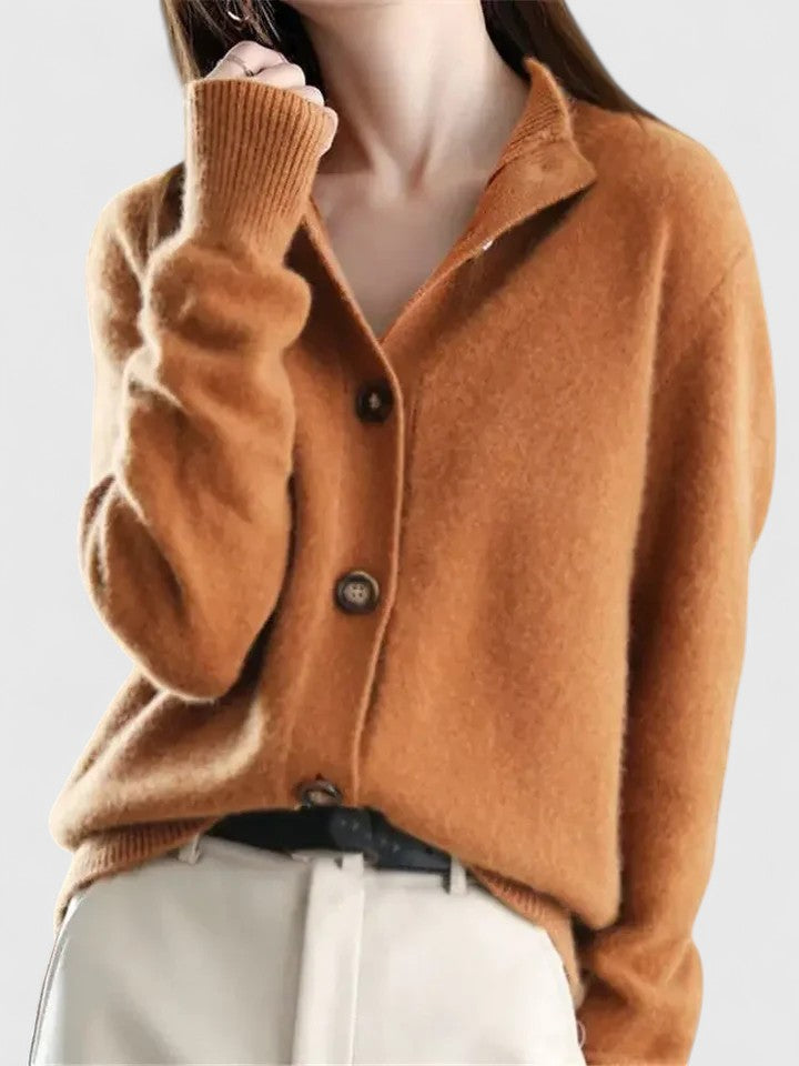 Classic knitted cardigan with button placket