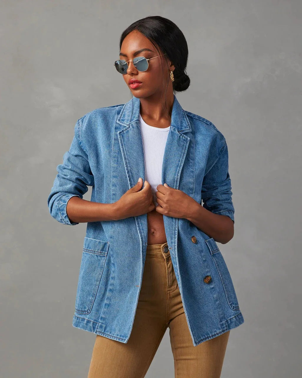 Stylish denim blazer jacket for women