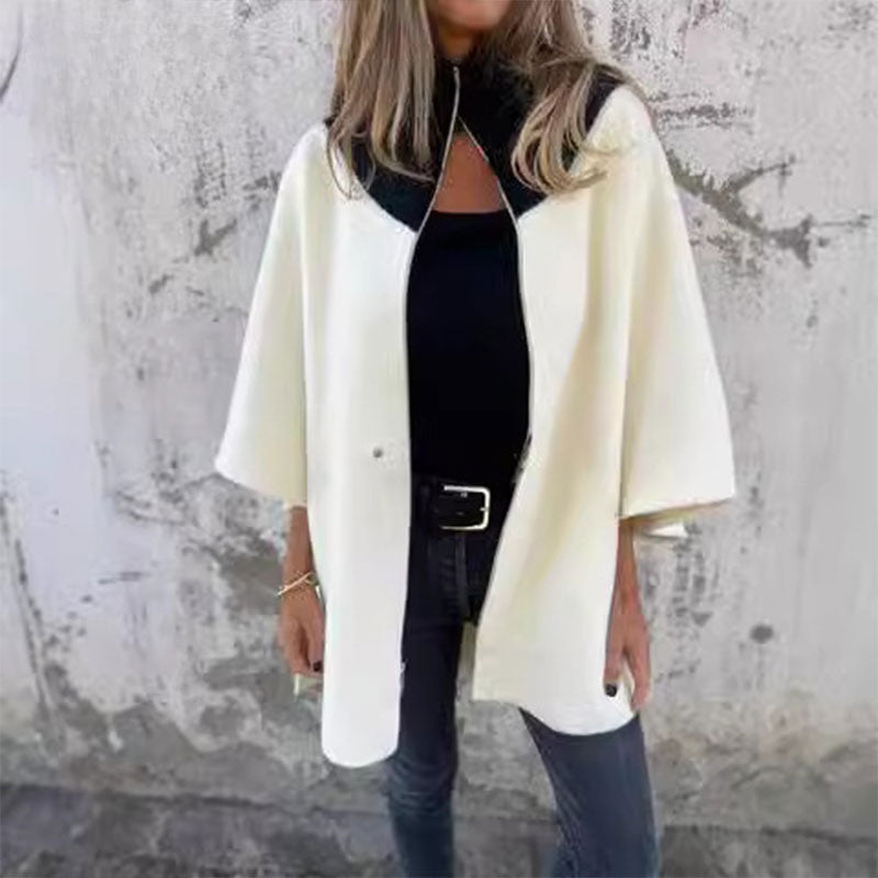 Stylish two-tone long jacket for an elegant layered look