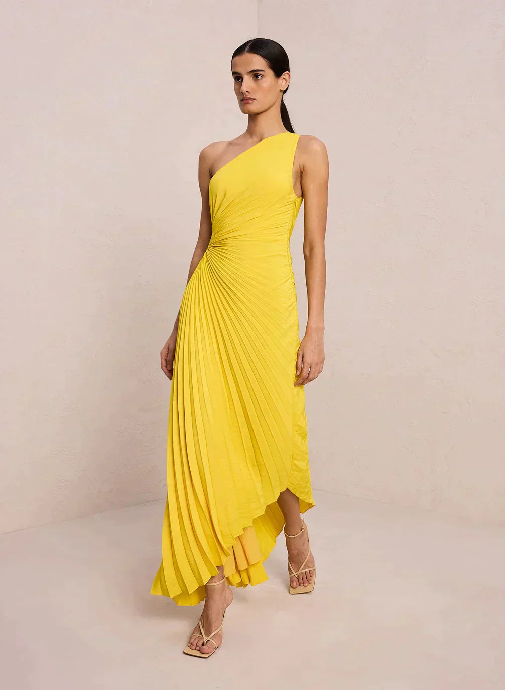 Gianna | One-Shoulder Pleated Midi Dress