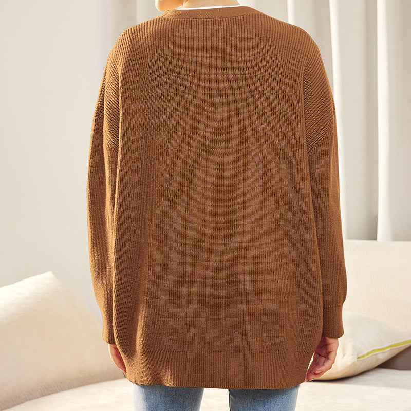 Silya™ - Women's V-neck solid color knitted sweater