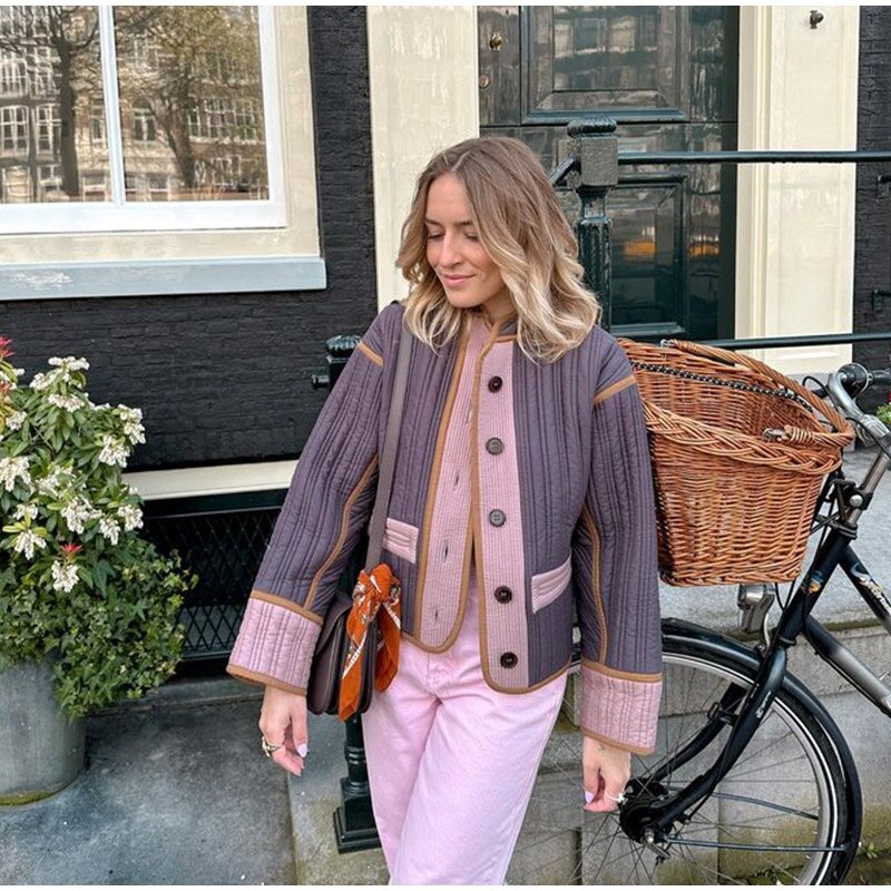 Cozy transitional jacket for women with button detail