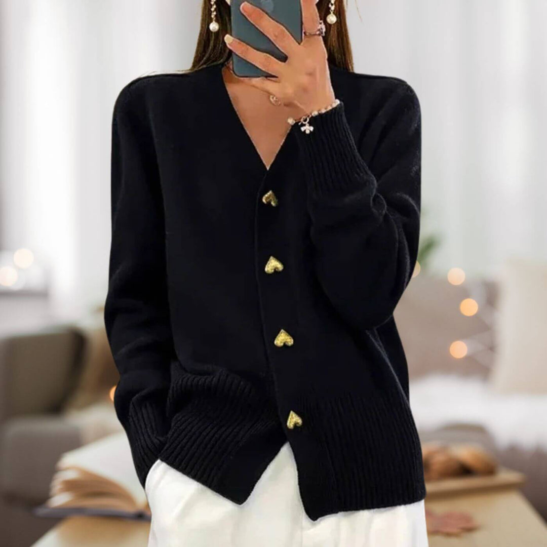 Stylish cardigan with heart button accents