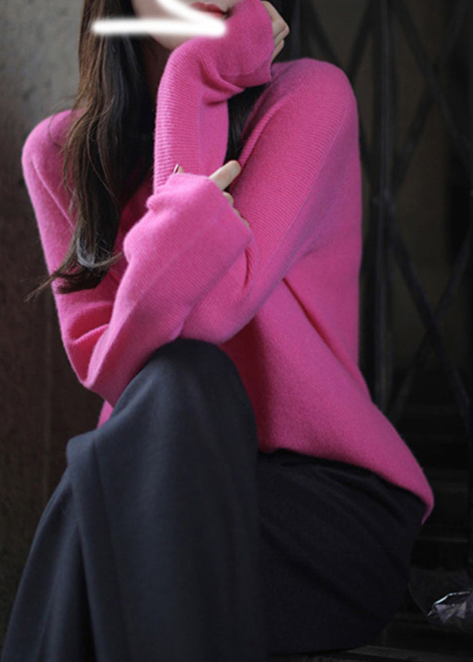 Noemi™ - Italian Rose V-Neck Warm Wool Knit Top Autumn