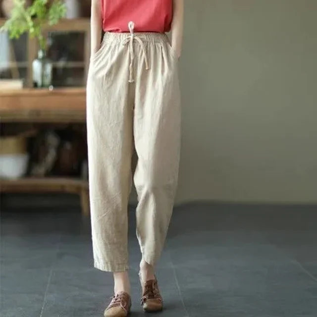 Sophia™ - Retro linen-cotton trousers with pockets