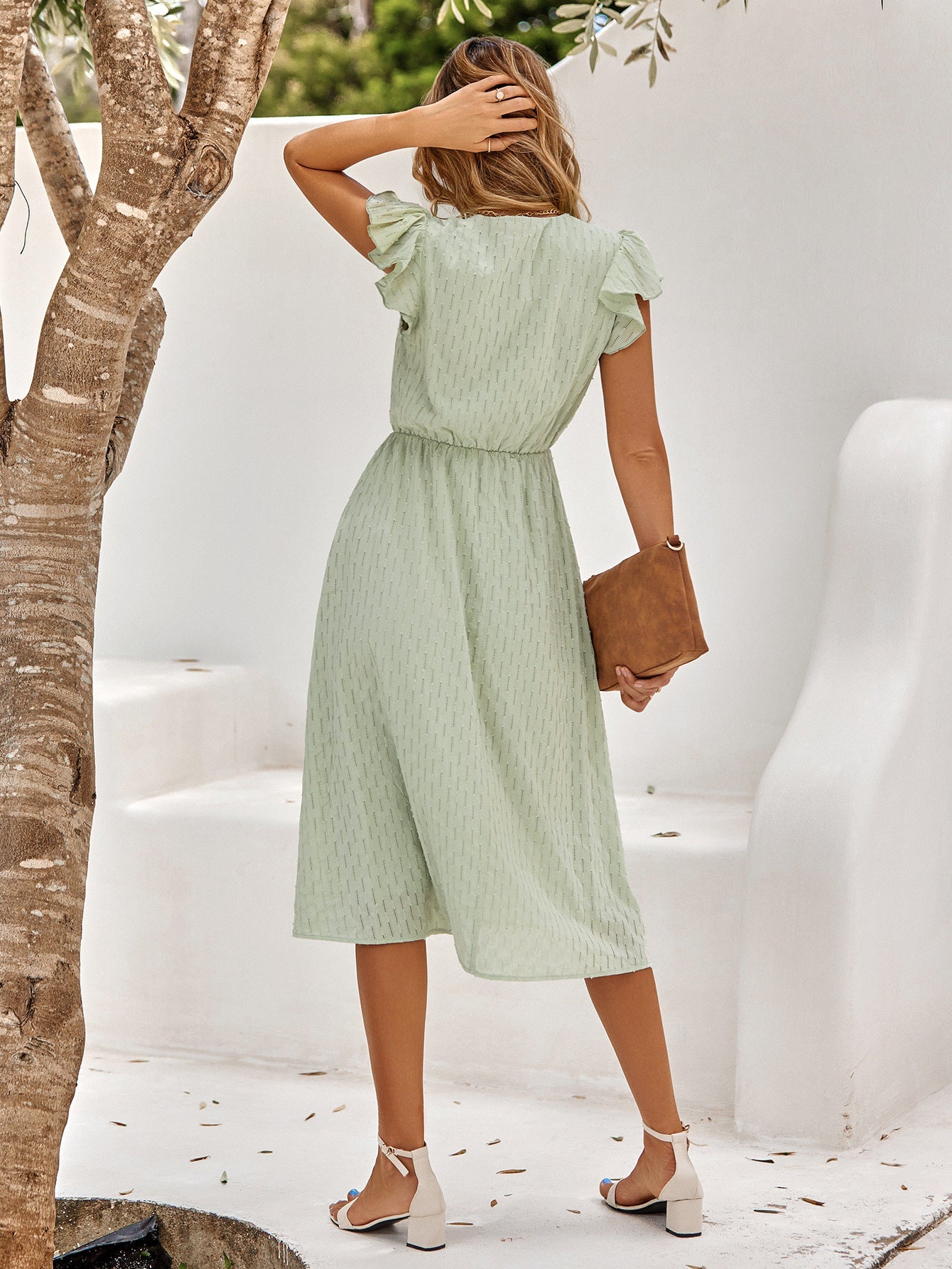 Bertha | Elegant midi dress with ruffled sleeves