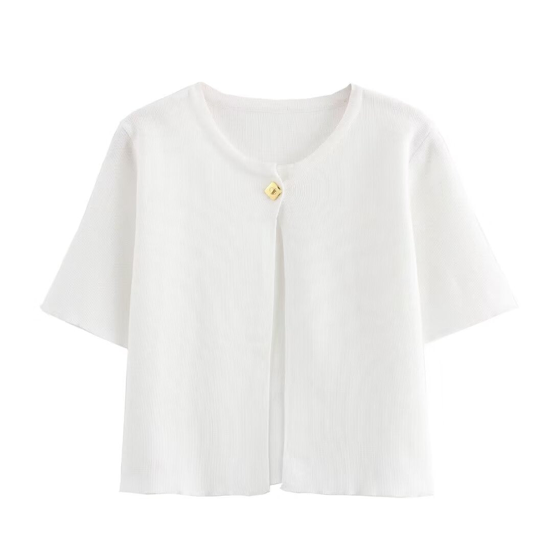 Elena | Elegant Gebreid Korte Mouwen Cardigan