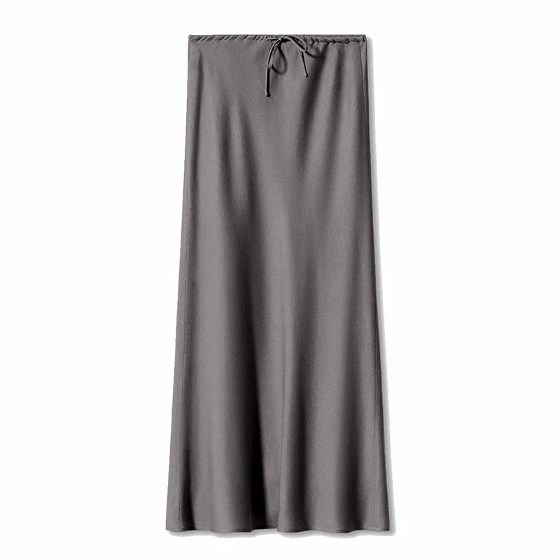 Clara™ - High-waisted satin maxi skirt