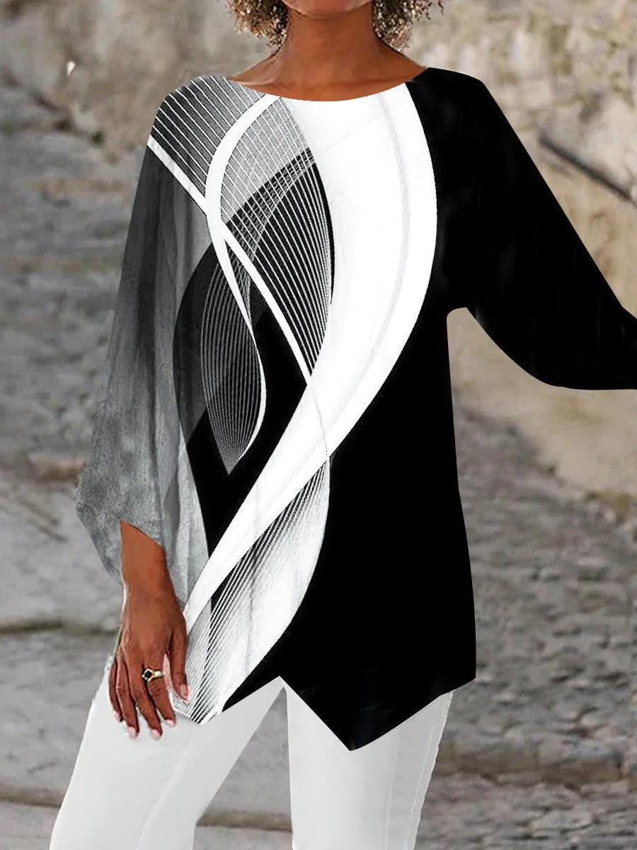 Luna™ - Modern geometric long-sleeved tunic