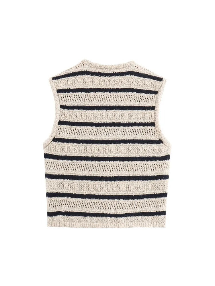 Elena | Striped Gebreid Vest
