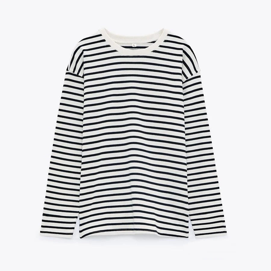 Elena | Striped Lange Mouwen T-shirt van Katoen