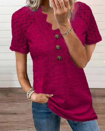 Specas™ - Woman T-shirt with short sleeves and lace