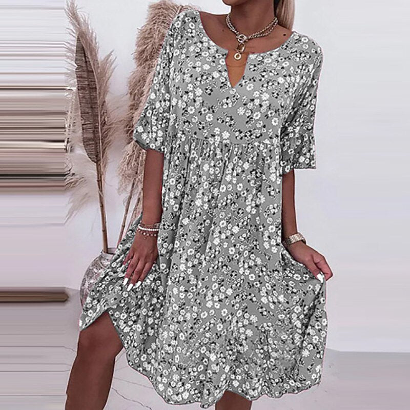 Melisini™ - Floral O-neck dress