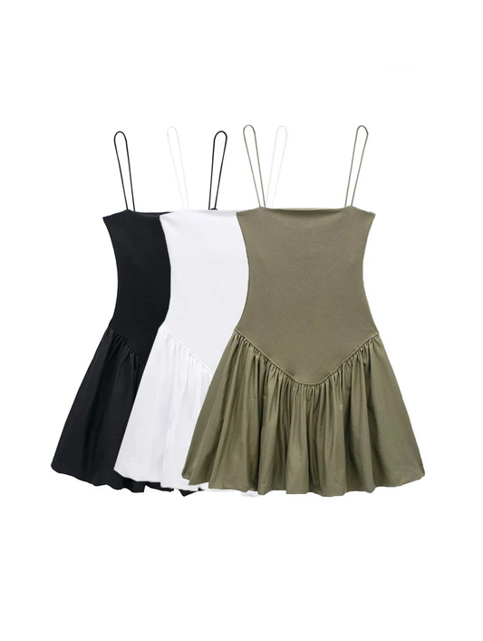 Sophia™ poplin mini dress with puff sleeves