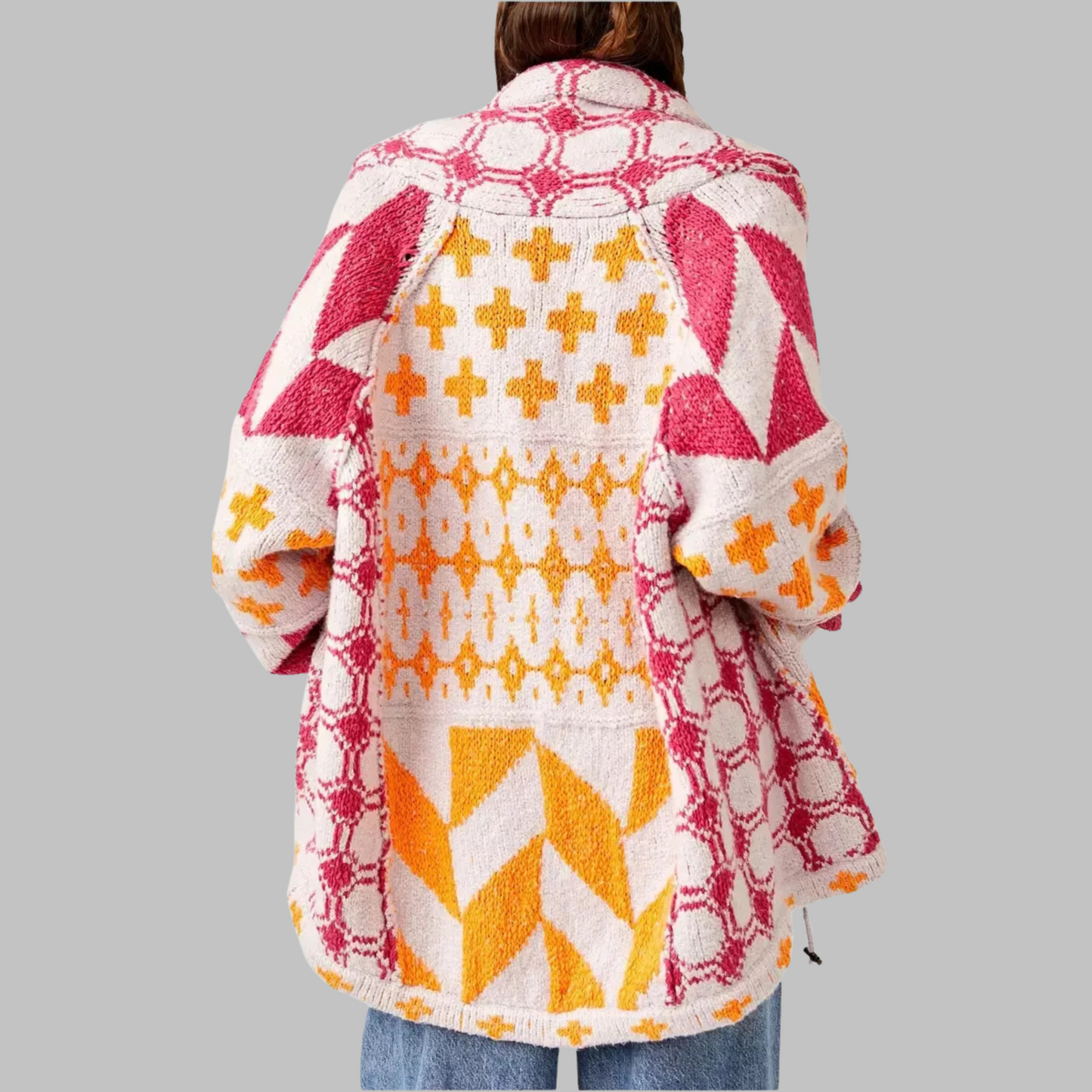 Cozy soft jacket with modern geometric patterns
