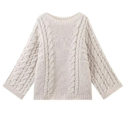 Cozy chunky knit oversized sweater with a high collar 