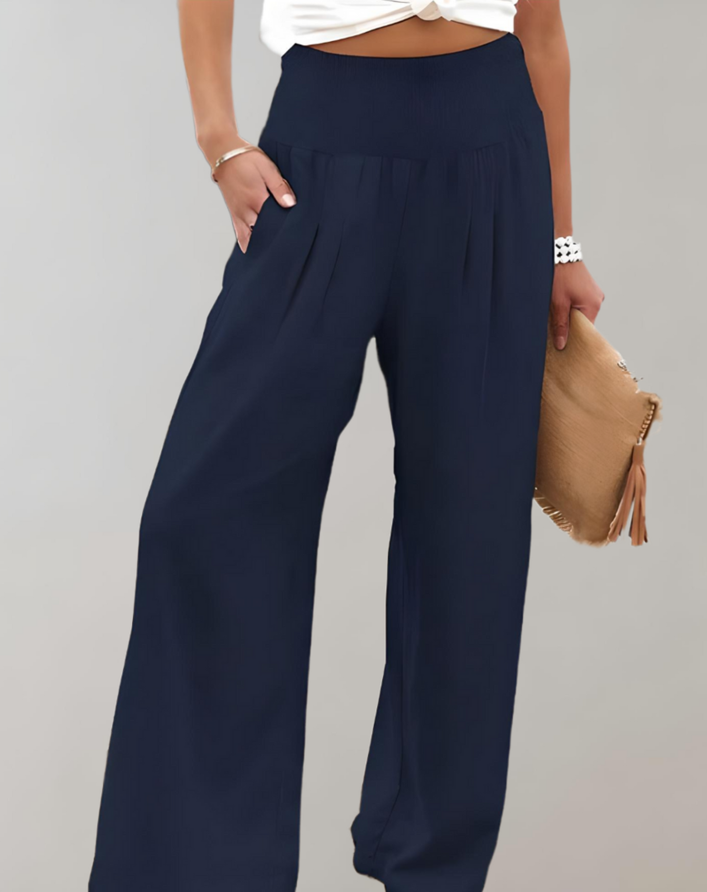 High-waisted wide flared trousers 