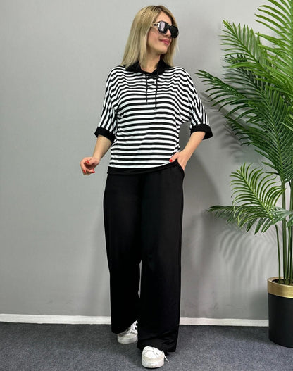 Stylish striped two-piece set for women 