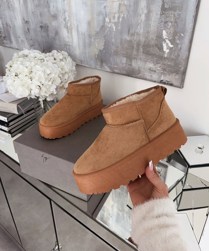 Brown leather platform ankle boots for stylish everyday wear 
