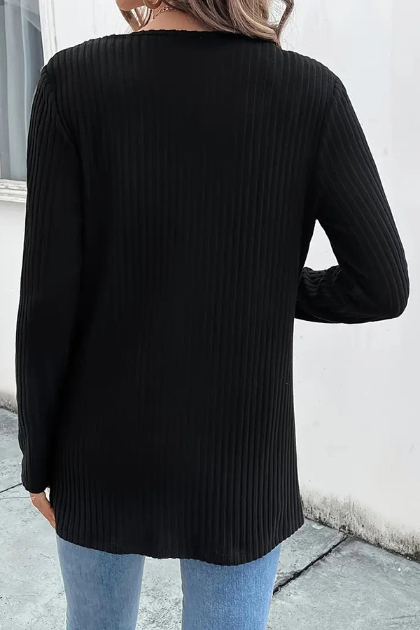 Boho knit cardigan with floral trim and long sleeves 