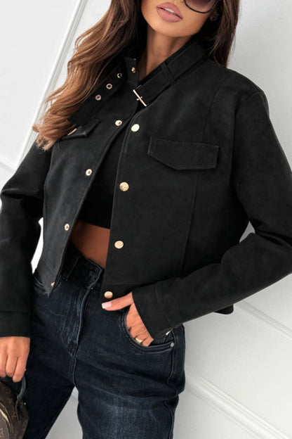 Stylish long-sleeved casual jacket with buttons 