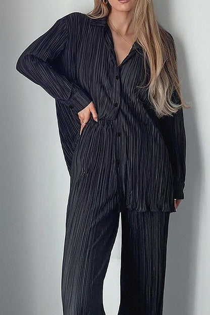 Gladys™ - Plain slim fit leisure suit with perforated pattern [Last day discount]