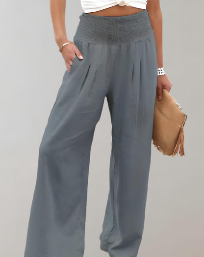 High-waisted wide flared trousers 