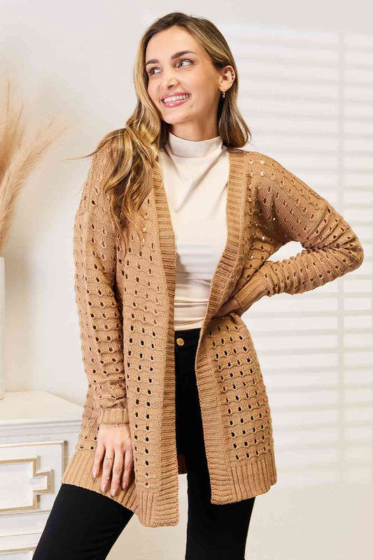 Linda™ - Horizontally ribbed open front cardigan