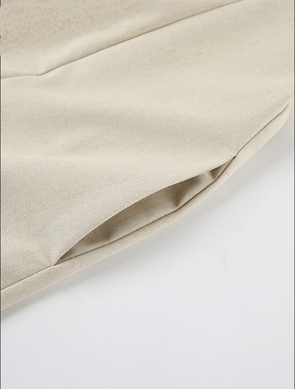 Sophia | Khaki linen dress with pockets