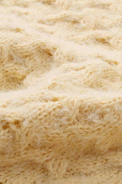 Emma™ - Apricot asymmetric neckline cold shoulder sweater with eyelashes 