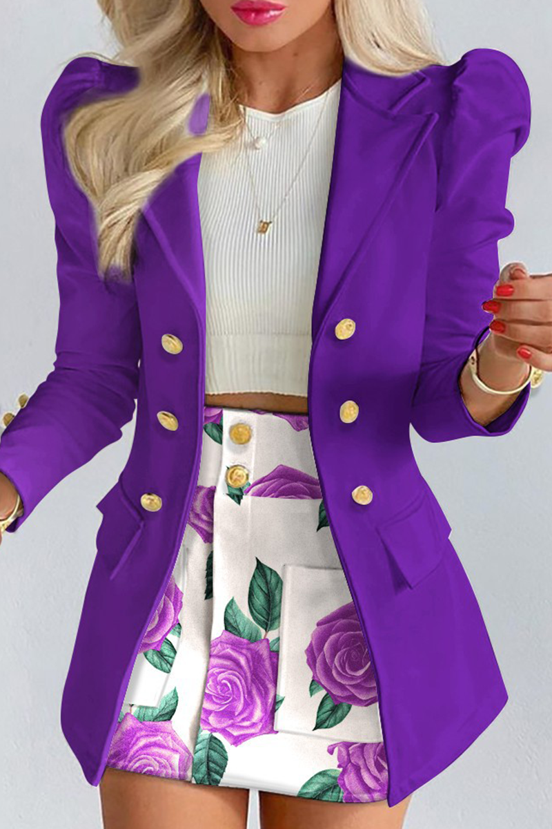 Selena™ - Casual Print Patchwork Turn-down Collar Long Sleeve Two-Piece [Last Day Discount] 