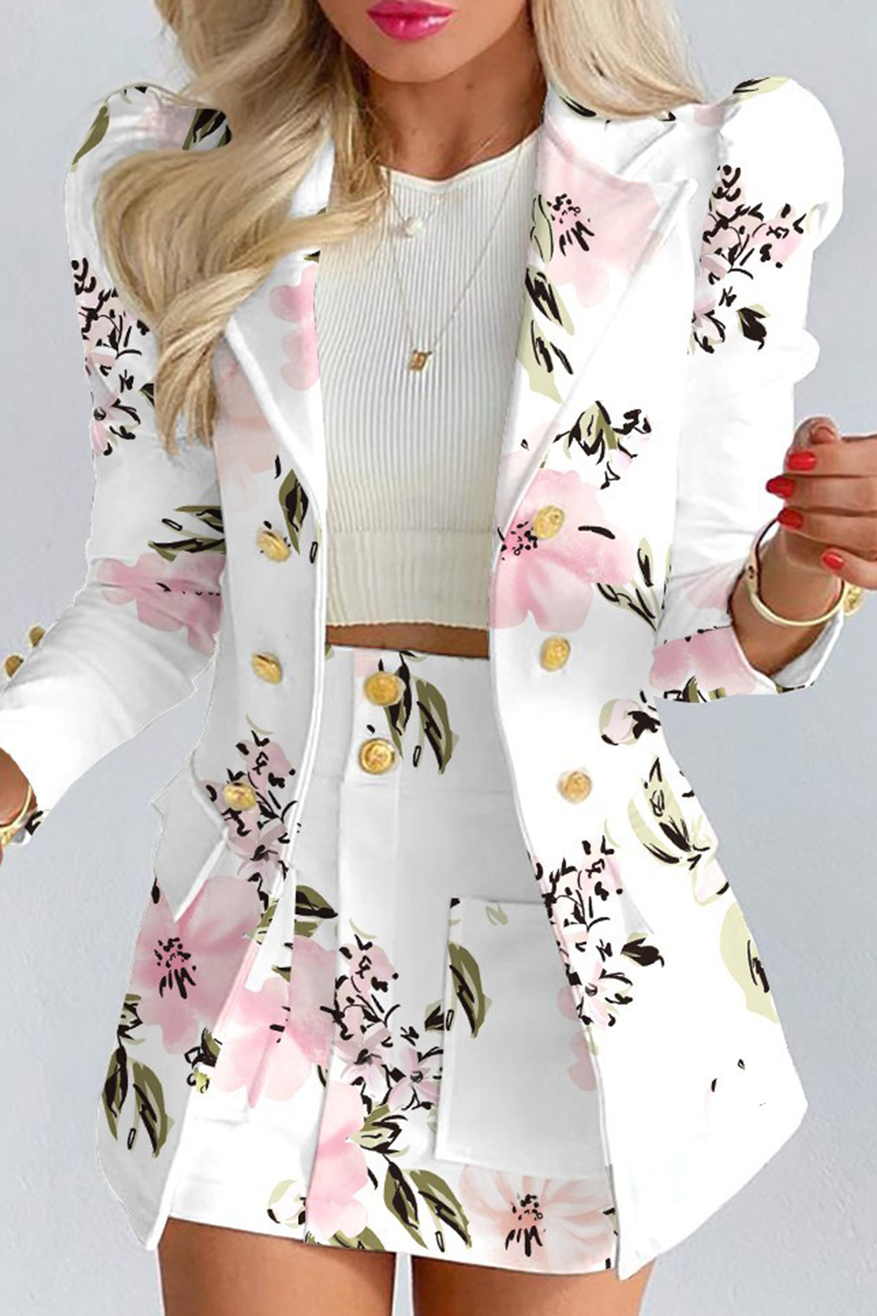 Selena™ - Casual Print Patchwork Turn-down Collar Long Sleeve Two-Piece [Last Day Discount] 