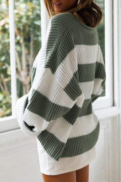 Angel™ - Fashionable cute striped contrast O-neck sweater
