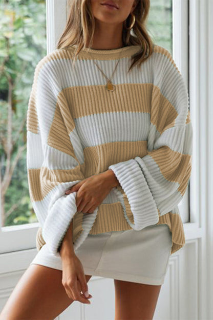 Angel™ - Fashionable cute striped contrast O-neck sweater