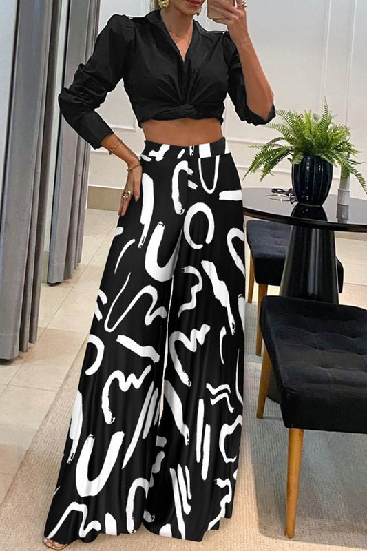 Ruby - Patchwork turn-down collar, long-sleeved, two-piece [Last day discount]