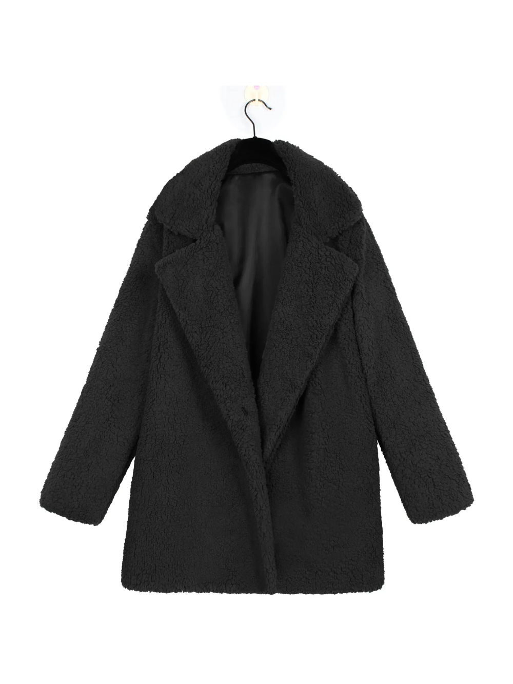 Cozy teddy plush short coat with lapel collar for women 