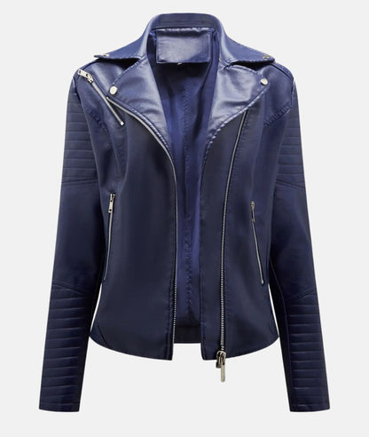 Stylish women's faux leather biker jacket 