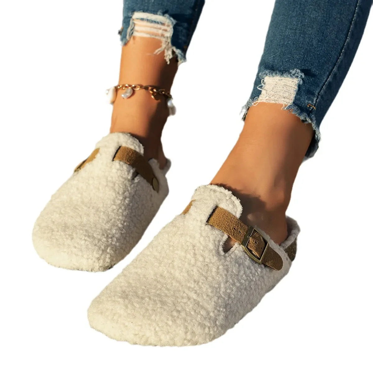 Cozy luxury lambskin slippers for winter comfort