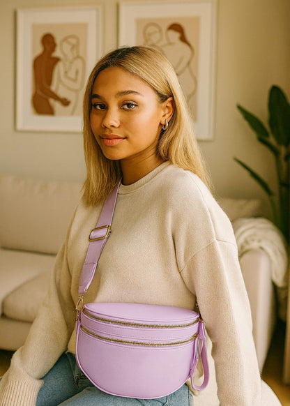 Elegant leather belt bag for hands-free fashion 