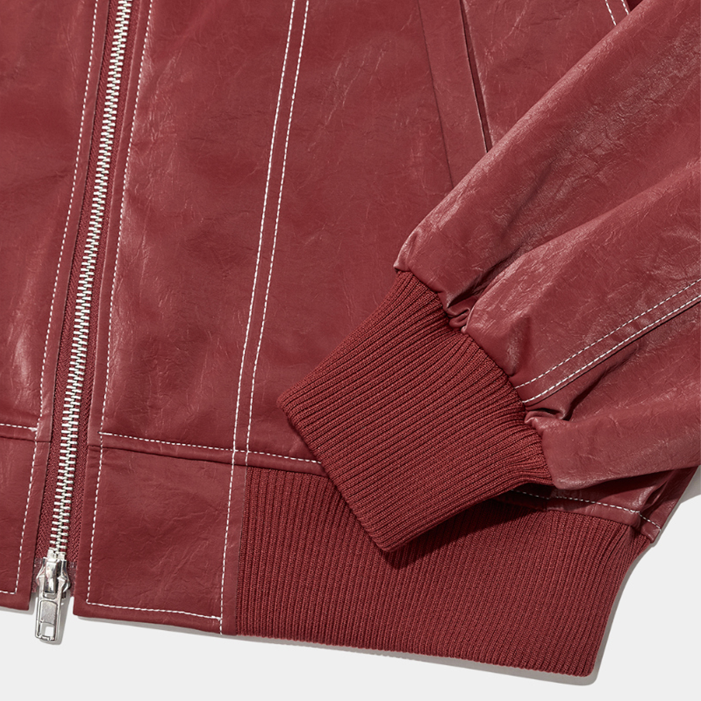 Winthra™ - Oversized Jacket with Contrast Stitching Red [Last Day Discount]