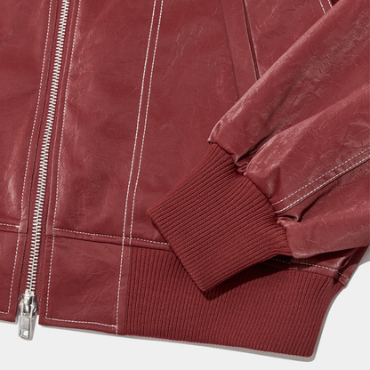 Winthra™ - Oversized Jacket with Contrast Stitching Red [Last Day Discount]