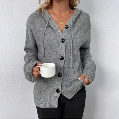Cozy knitted cardigan with button placket for women 
