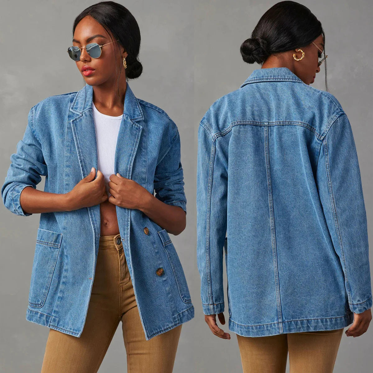 Stylish denim blazer jacket for women 