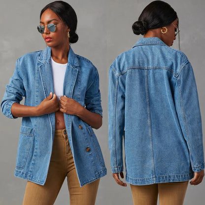 Stylish denim blazer jacket for women 