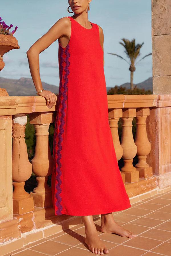 Karen | Maxi dress with zigzag stripes and side slit