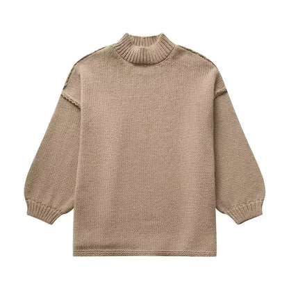 Cozy knitted turtleneck sweater with voluminous statement sleeves 