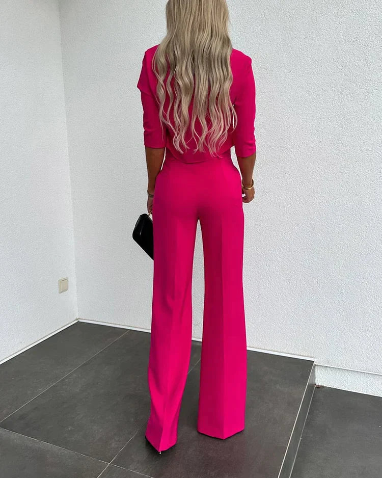 Julia | Women's Luxury Two-Piece Top and High-Waisted Pants Set