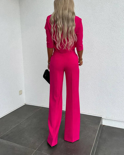Julia | Women's Luxury Two-Piece Top and High-Waisted Pants Set